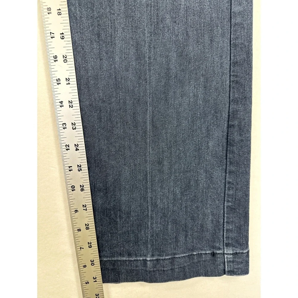 Denim Trouser Jeans Sz 12 Blue‎ Dark Wash Wide Leg High Rise Stretch Retro Flare